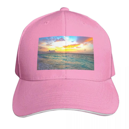 Sunset Over The Ocean Curved Brim Baseball Cap