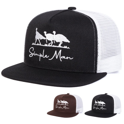 Simple Man Embroidery Casual Snapback Cap