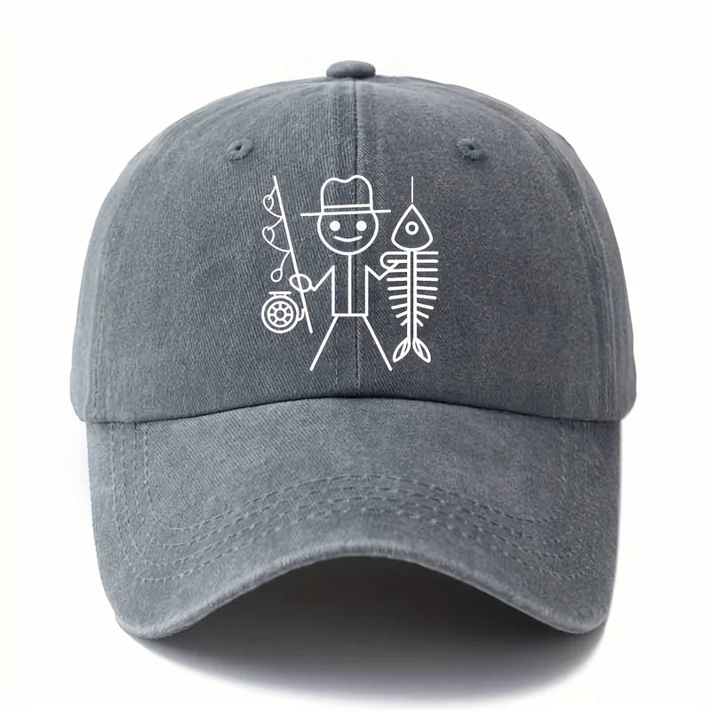 Cartoon Fishing Print Baseball Cap