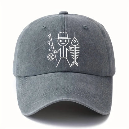 Cartoon Fishing Print Baseball Cap