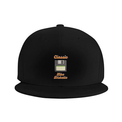Classic Diskette Retro Flat Brim Lazy Style Snapback Cap
