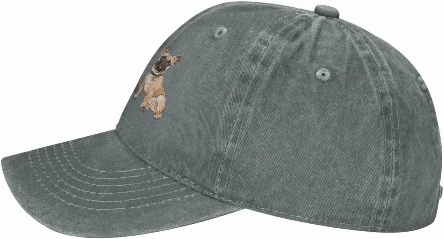 French Bulldog Trio Denim Baseball Cap