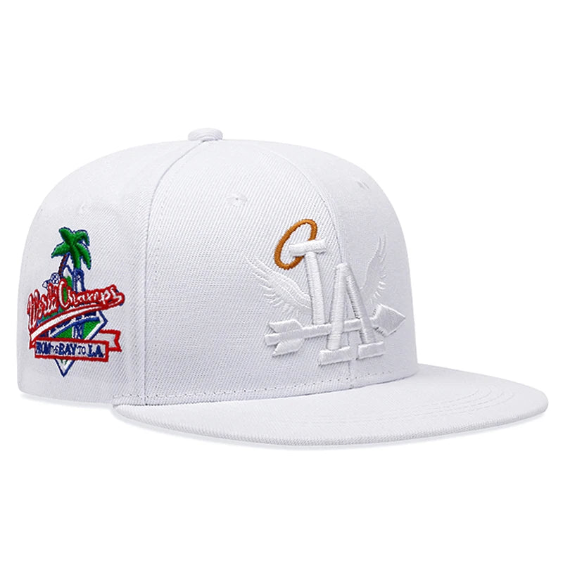 LA Wings Embroidered Flat Brim Mesh Snapback Cap
