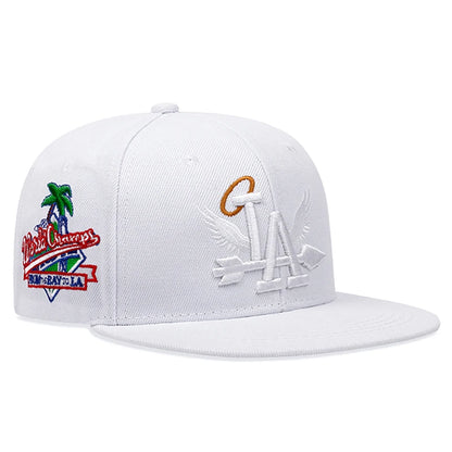 LA Wings Embroidered Flat Brim Mesh Snapback Cap