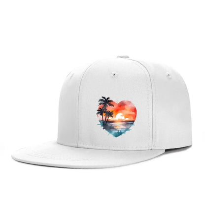 Heart Sunset Palm Tree Graphic Snapback Cap