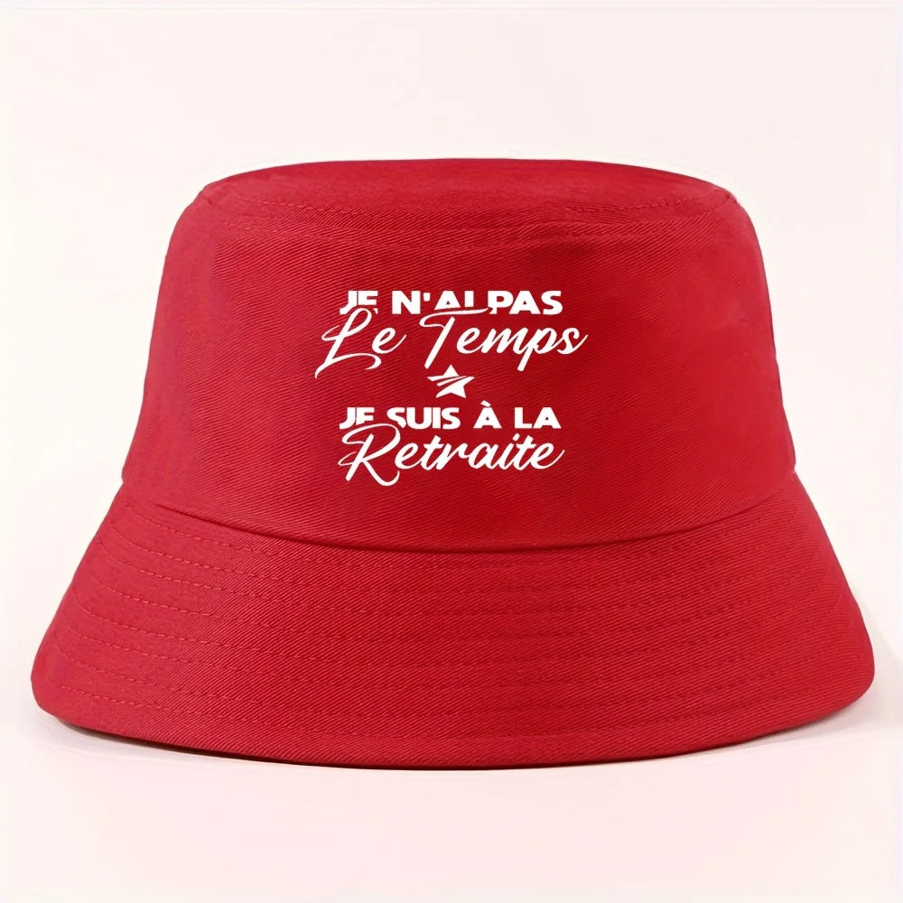 Star Text Wide-Brim Bucket Hat