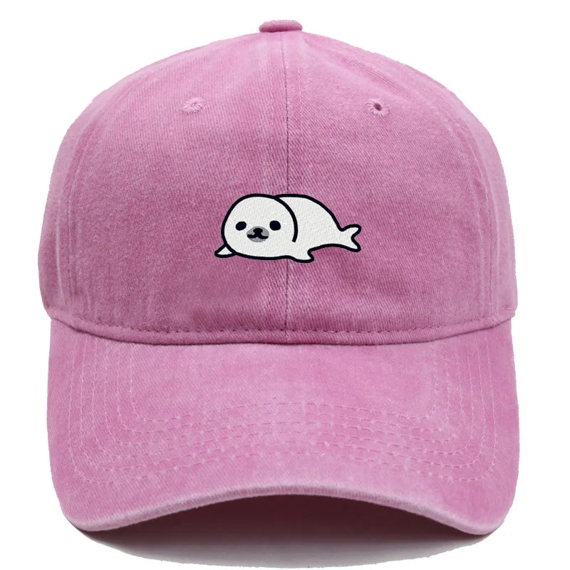 Vintage Seal Embroidered Adjustable Baseball Cap