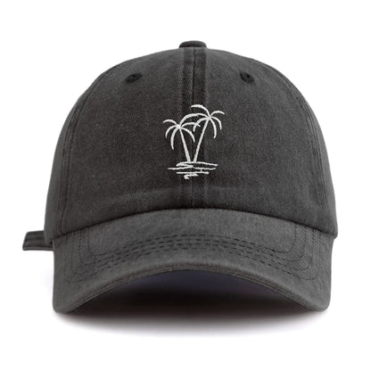 1pc Coconuttree Embroidery Washed Baseball Cap For Adults