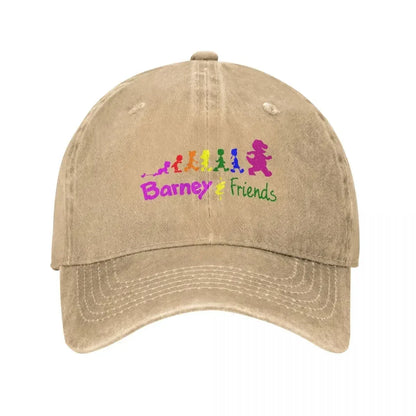 Barney Friends Classic Distressed Washed Snapback Baseball Cap