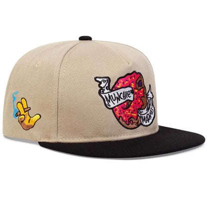 Doughnut Embroidery Casual Snapback Cap