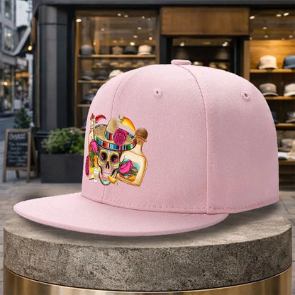 Tequila Sugar Skull Sombrero Street Snapback Cap