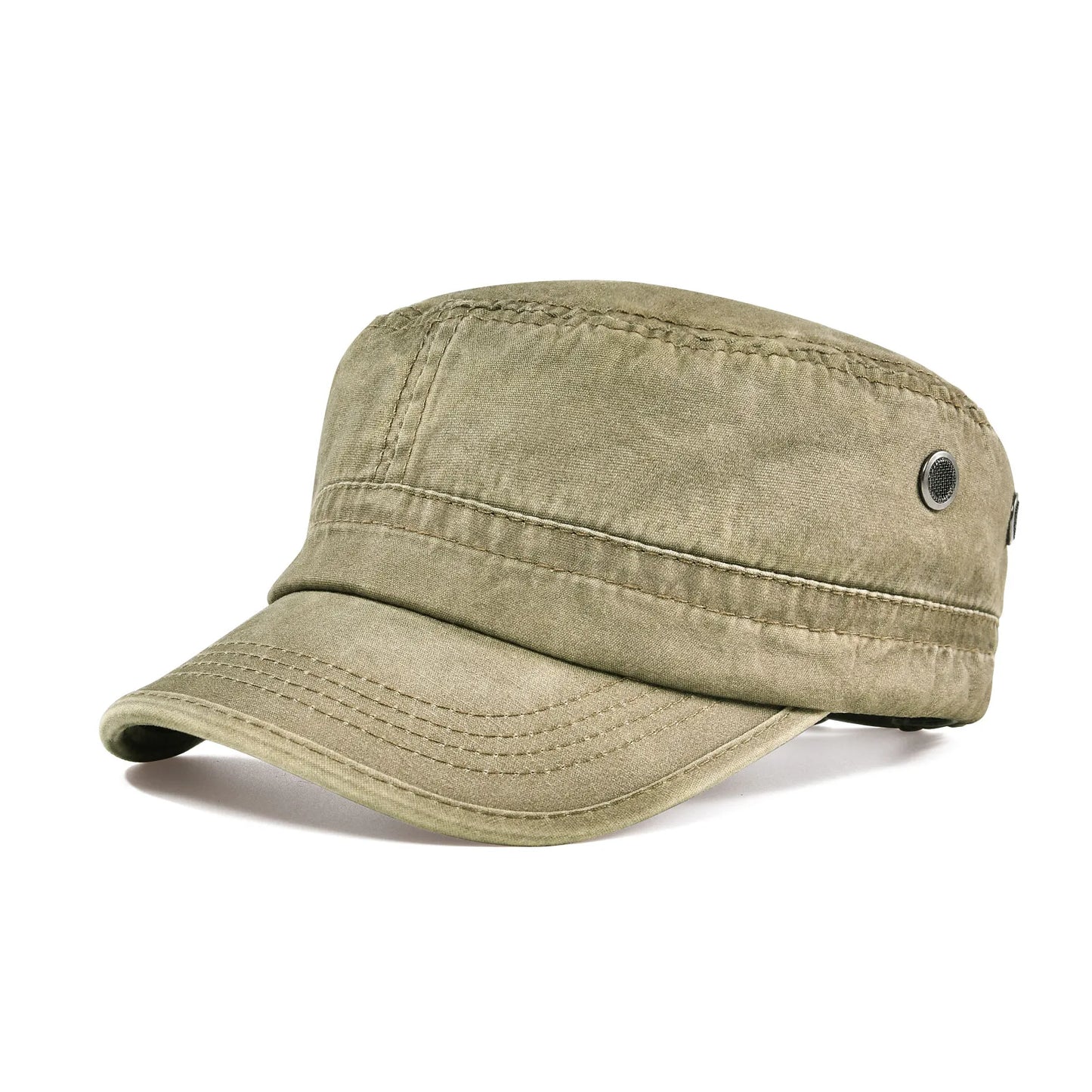 Military Cap Men Washed Cotton Fashion Design Flat Baseball Cap Size 57- 60cm
