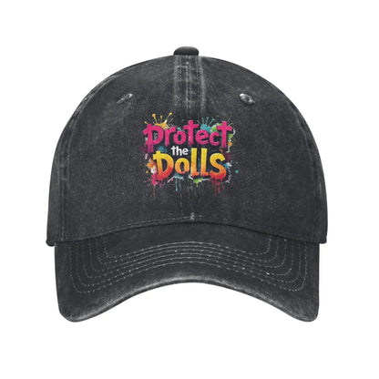 Protect The Dolls Distressed Denim Baseball Cap