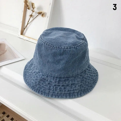 Denim Fabric Unisex Women Men Cotton Bucket Hats