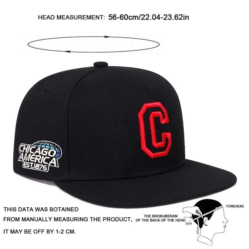 Unisex C Letter Embroidered Snapback Cap