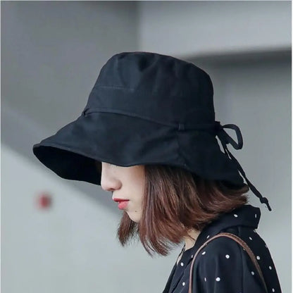 Adjustable Foldable Solid Color Sun Protection Bucket Hat
