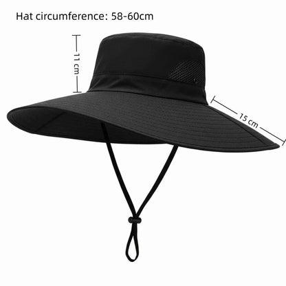 Portable UV Sun Protection Wide Visor Brim Hat 15cm