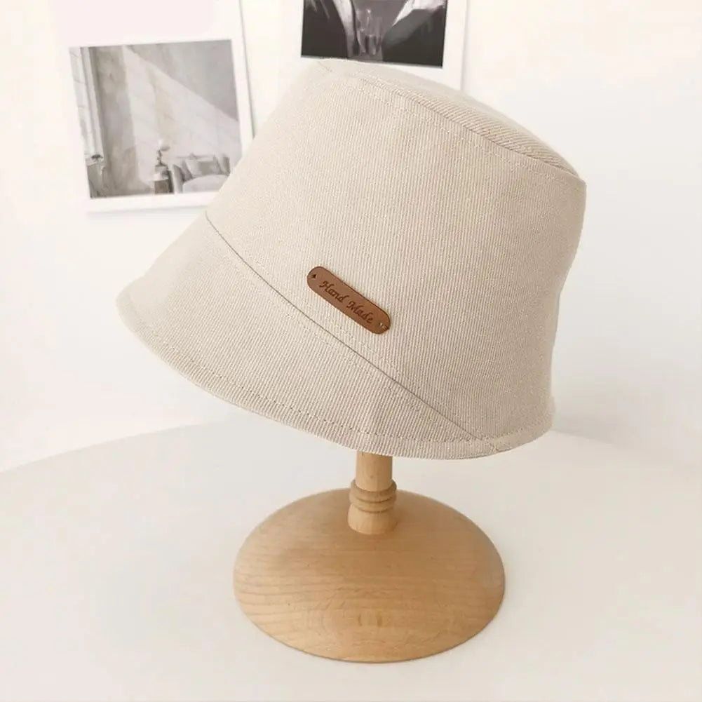 Soft Cotton Solid Color Sun Hats Black Foldable Bucket Hat