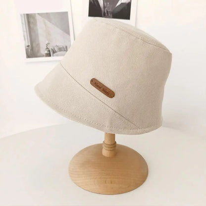 Soft Cotton Solid Color Sun Hats Black Foldable Bucket Hat