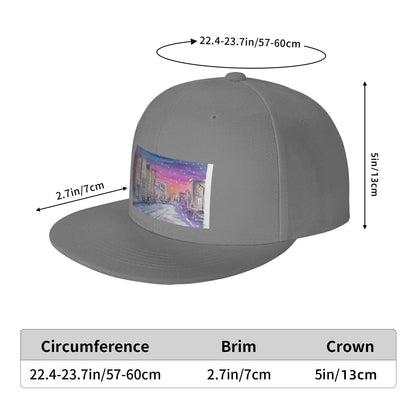 Snowfall Park City Utah Main Street Night Snapback Cap