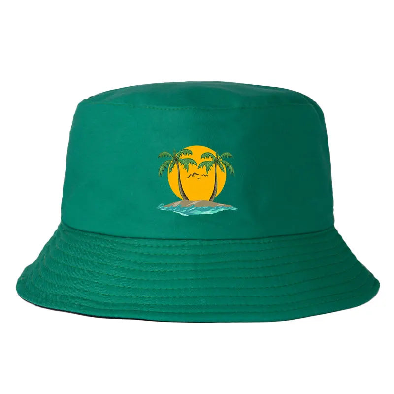 Island Palm Tree Reversible Summer Beach Bucket Hat