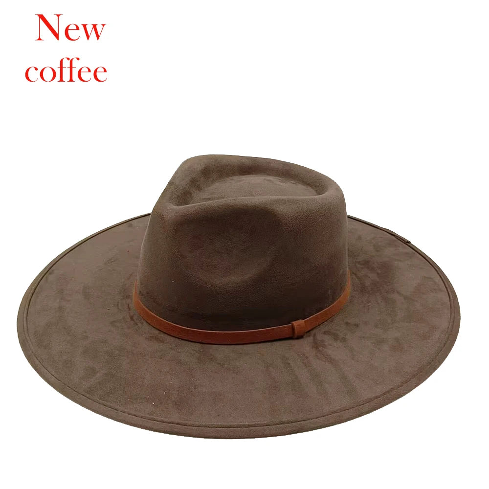 Suede Fedora Painting Felt Hats For Men And Women, Hand Sewn Fedora Adjustable Fall Winter Fashion Party Hats And Gifts Size 56-58CM
