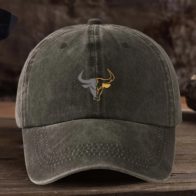 Fashionable Bull Head Printed Baseball Hat Multi Functional Outdoor Leisure Fishing Hat Travel Sunshade Duck Billed Hat