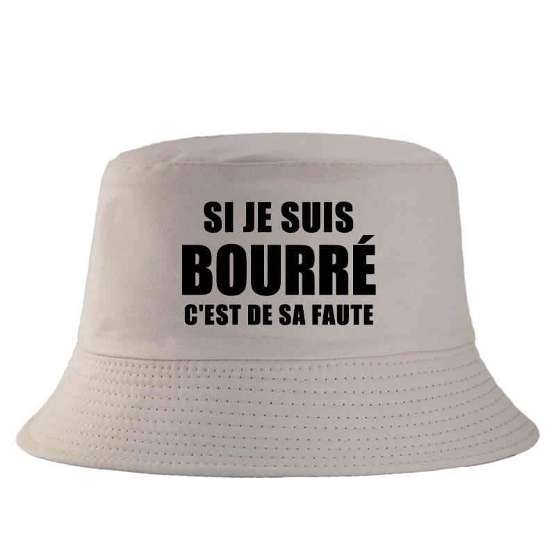 French Print Reversible Cotton Bucket Hat Unisex