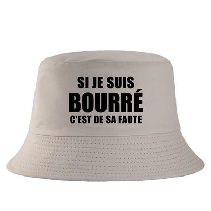 French Print Reversible Cotton Bucket Hat Unisex