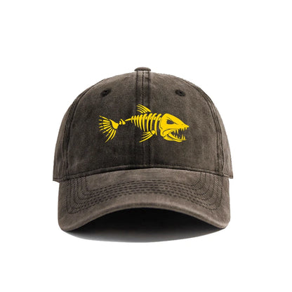 Fishbone Baseball Cap Summer Distressed Dad Hats