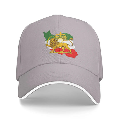 Iran Flag Map With Lion And Sun Emblem Vintage Baseball Caps