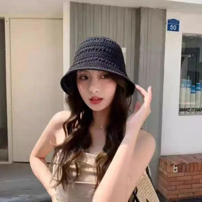 Bucket Hats Woman Summer Hollow Out Thin Sun Protection Hat