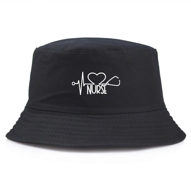 Nurse Print Y2K Vintage Cotton Bucket Hat