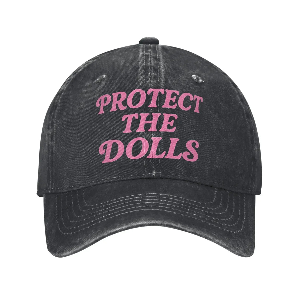 Protect The Dolls Distressed Denim Baseball Cap