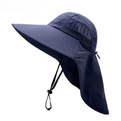 Wide Brim UV Protection Bucket Hat With Neck Flap