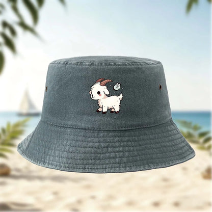 Printed White Lamb Bucket Hat