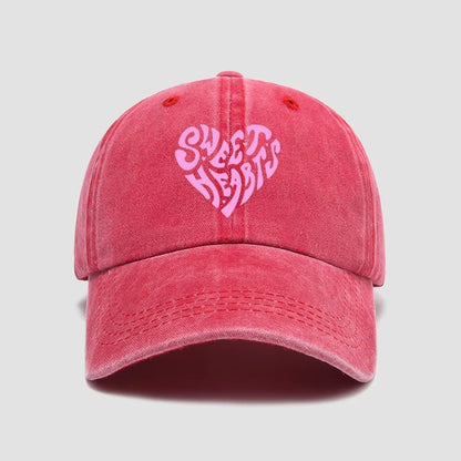 Pink Heart Shaped Letter Printed Baseball Cap Versatile For Daily