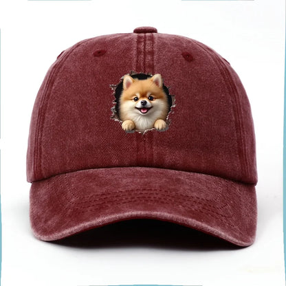 3D Pomeranian Puppy Baseball Cap