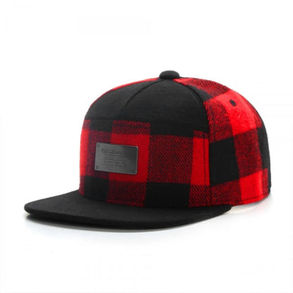Plaid Adjustable Unisex Hip-Hop Snapback Cap