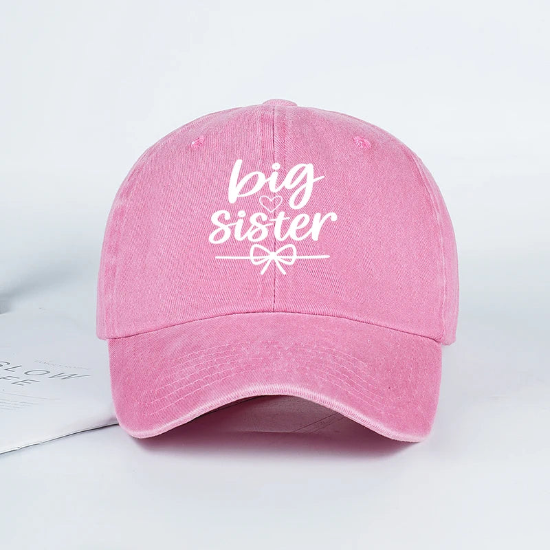 Big Sister Print Washed Baseball Cap Adjustable
