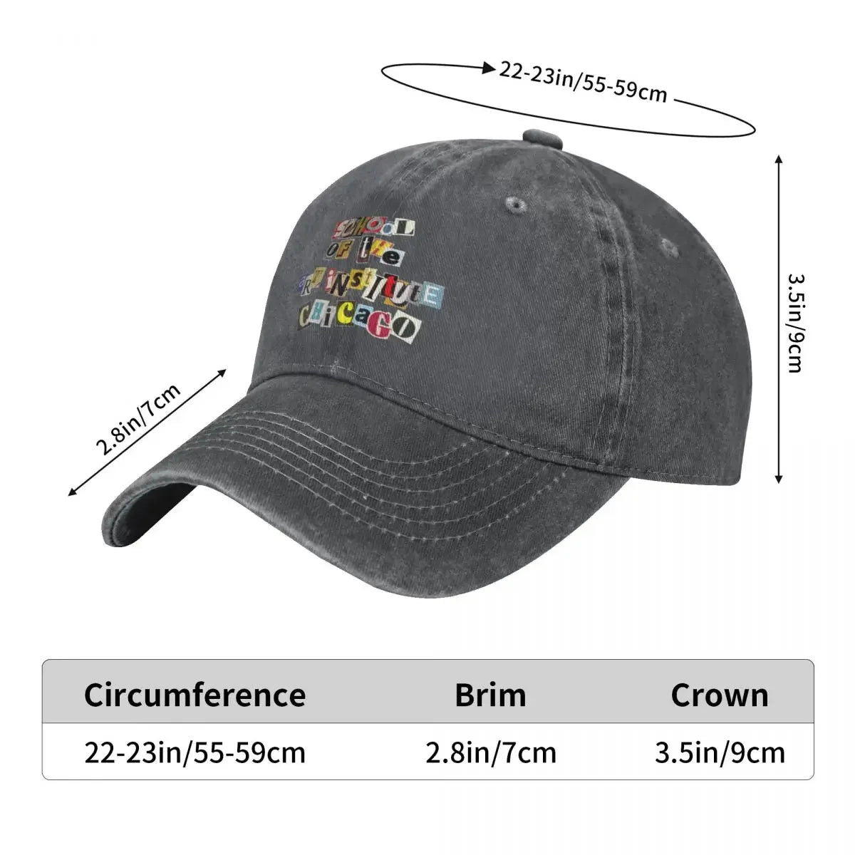 SAIC Chicago Art Institute Funky Collage Baseball Cap