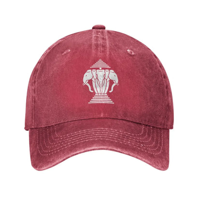 Laos Three Elephant Washed Denim Cap