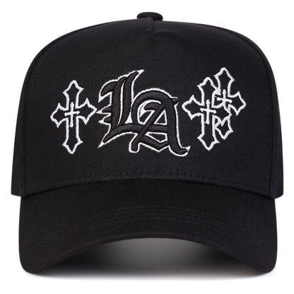 Gothic LA Cross Letter Embroidery Baseball Cap