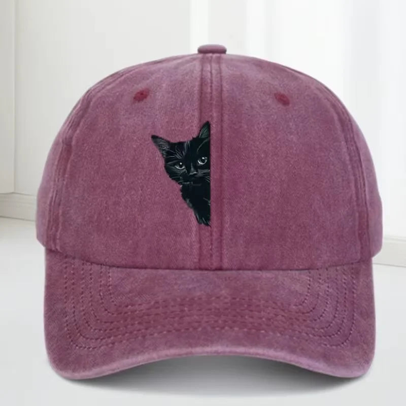 Vintage Kitten Print Baseball Cap