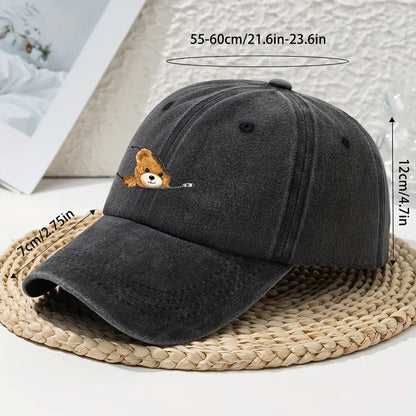 Cartoon Bear Distressed Dad Baseball Cap