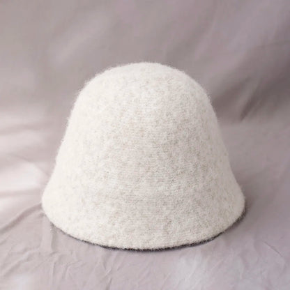 Vintage Wool Bucket Hat Women Fashion Fisherman Cap