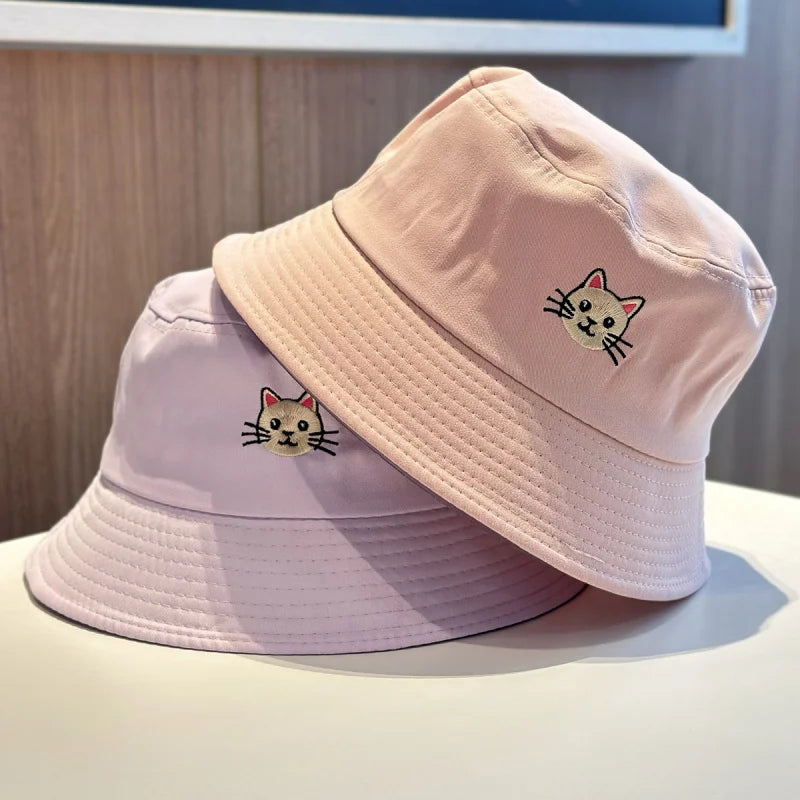 Korean Embroidered Double-Sided Bucket Hat