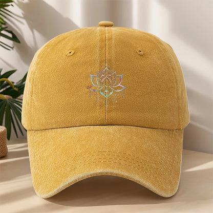 Vintage Lotus Print Washed Baseball Cap