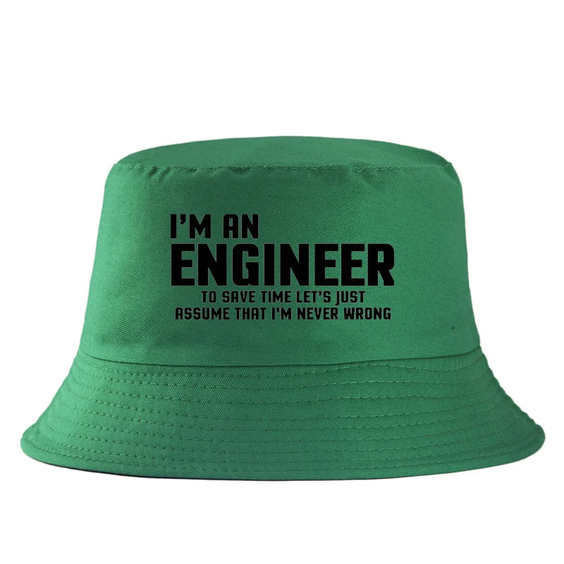 Funny Engineer Cotton Outdoor Bucket Hat Unisex
