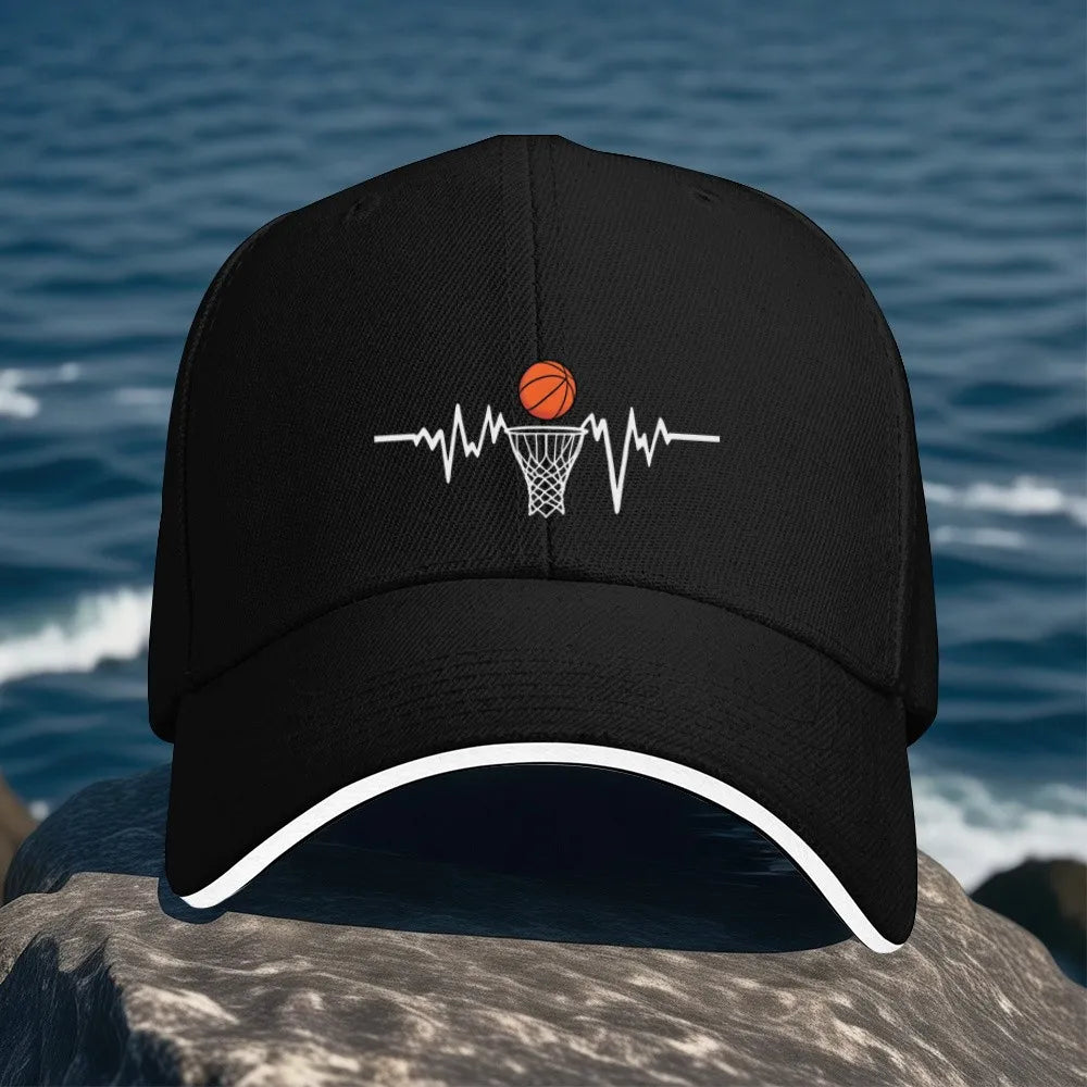 Basketball Heartbeat EKG Pulse Trucker Baseball Cap